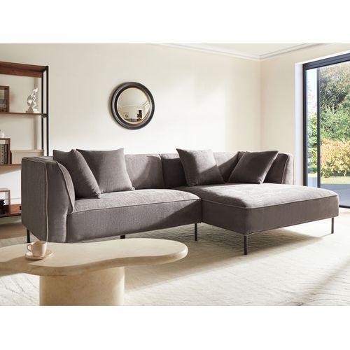 Canapé D'angle 3 Places Sater Tissu Chenille Taupe Côté Gauche