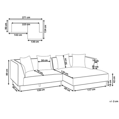 Canapé D'angle 3 Places Sater Tissu Chenille Taupe Côté Gauche