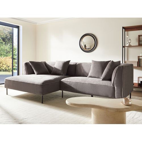 Canapé D'angle 3 Places Sater Tissu Chenille Taupe Côté Droit