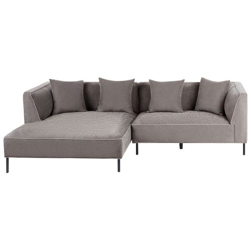 Canapé D'angle 3 Places Sater Tissu Chenille Taupe Côté Droit