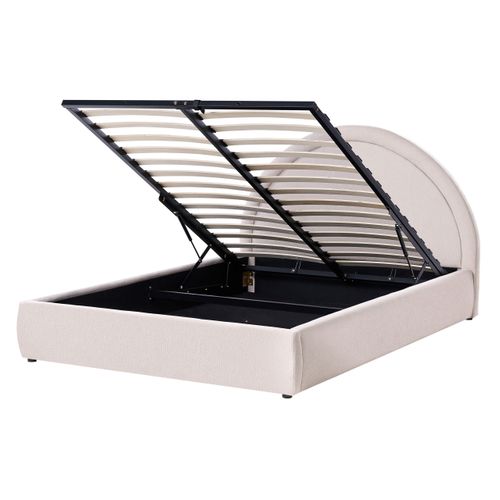 Lit Ottoman Tissu Mouzon 140 X 200 Cm Beige Clair