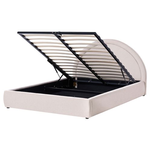 Lit Ottoman Tissu Mouzon 160 X 200 Cm Beige Clair