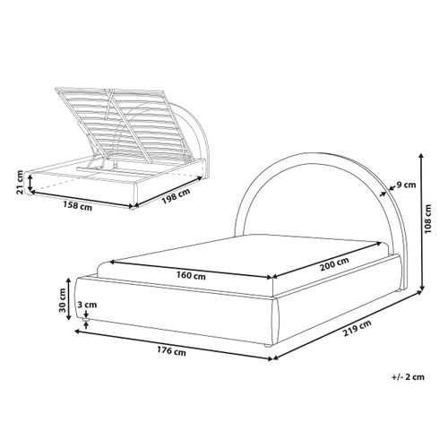 Lit Ottoman Tissu Mouzon 160 X 200 Cm Beige Clair