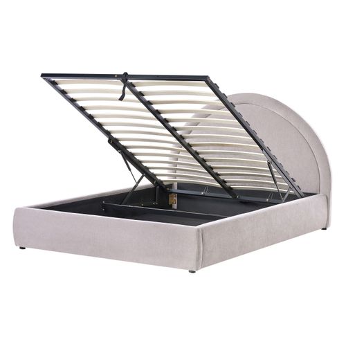 Lit Ottoman Tissu Chenille Mouzon 140 X 200 Cm Beige