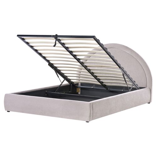 Lit Ottoman Tissu Chenille Mouzon 160 X 200 Cm Beige