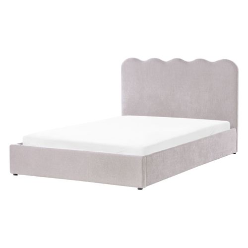 Lit Ottoman Tissu Chenille Nanterre 140 X 200 Cm Beige