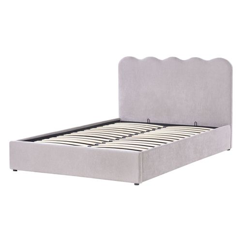 Lit Ottoman Tissu Chenille Nanterre 140 X 200 Cm Beige