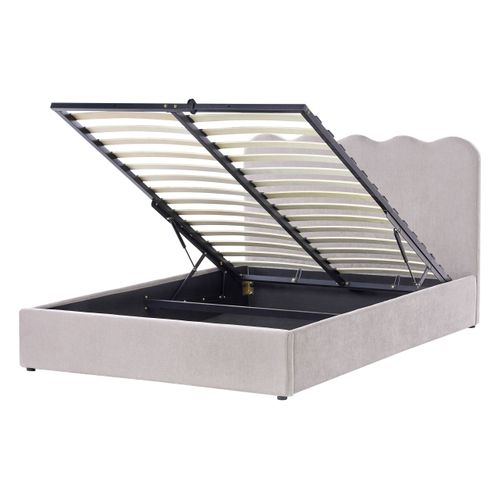 Lit Ottoman Tissu Chenille Nanterre 140 X 200 Cm Beige