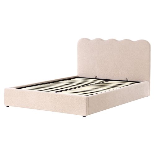 Lit Ottoman Bouclé Nanterre 160 X 200 Cm Beige