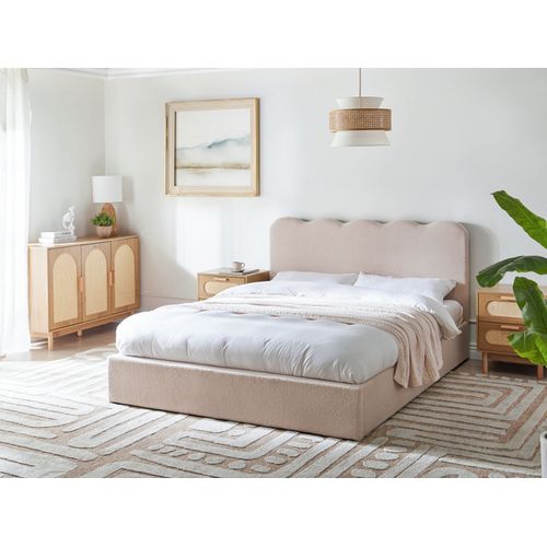 Lit Ottoman Bouclé Nanterre 160 X 200 Cm Beige