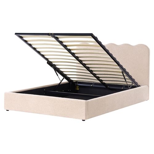 Lit Ottoman Bouclé Nanterre 160 X 200 Cm Beige