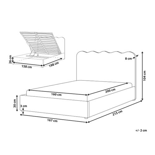 Lit Ottoman Bouclé Nanterre 160 X 200 Cm Beige
