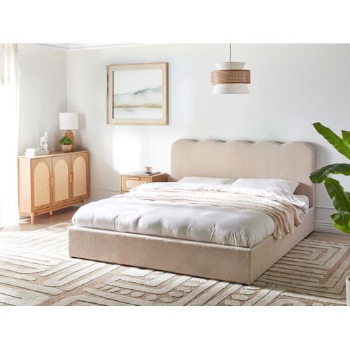 Lit Ottoman Bouclé Nanterre 180 X 200 Cm Beige