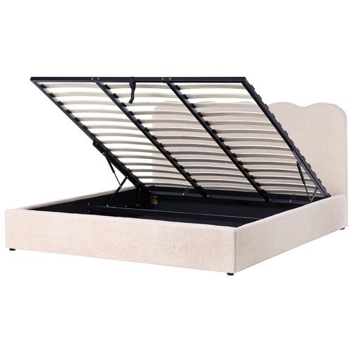 Lit Ottoman Bouclé Nanterre 180 X 200 Cm Beige