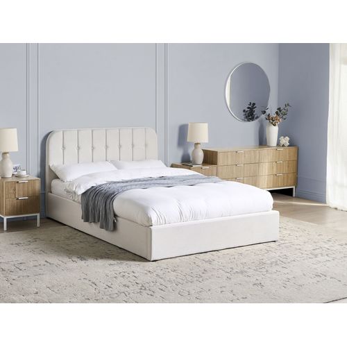 Lit Ottoman Tissu Challans 140 X 200 Cm Blanc Cassé