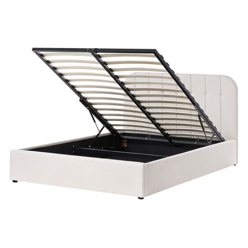 Lit Ottoman Tissu Challans 140 X 200 Cm Blanc Cassé