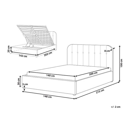 Lit Ottoman Tissu Challans 140 X 200 Cm Blanc Cassé