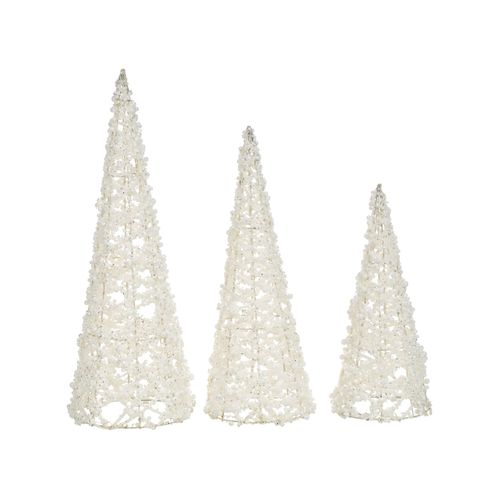 Lot De 3 Figurines Rosan Arbre De Noël 40/50/60 Cm Blanc