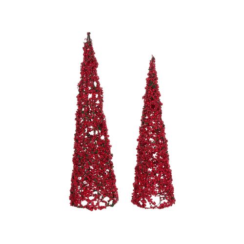 Lot De 2 Figurines Rosan Arbre De Noël 52/60 Cm Rouge