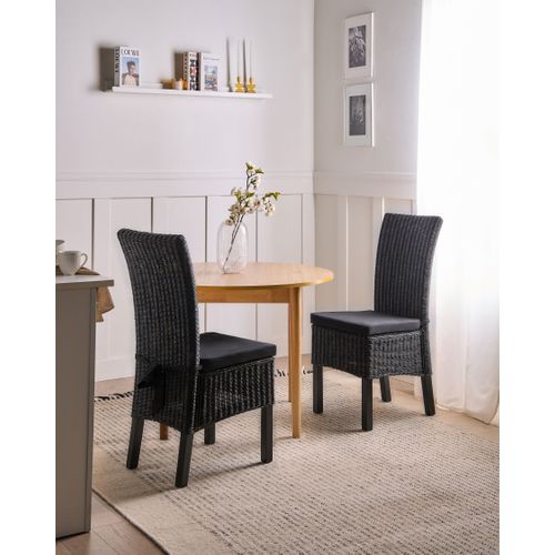 Lot De 2 Chaises De Salle à Manger Andes Rotin Noir