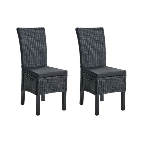 Lot De 2 Chaises De Salle à Manger Andes Rotin Noir
