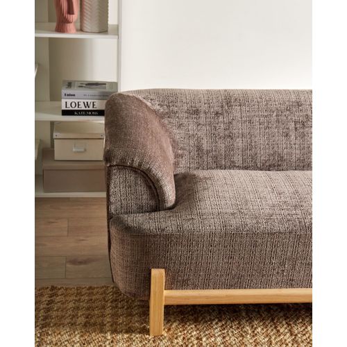 Canapé 3 Places Alnor Tissu Chenille Marron