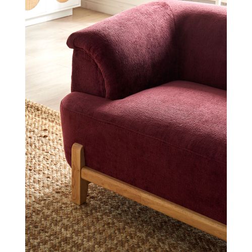 Canapé 3 Places Alnor Tissu Chenille Rouge Bordeaux