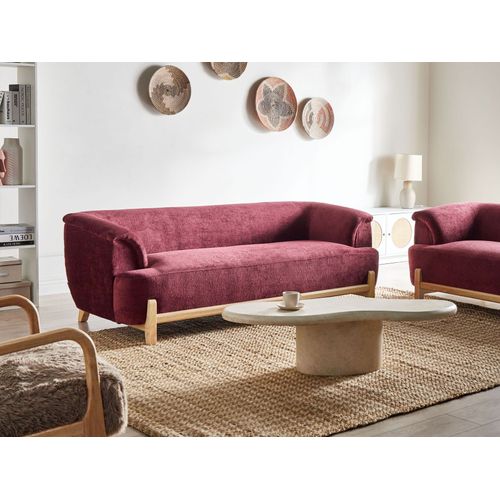 Canapé 3 Places Alnor Tissu Chenille Rouge Bordeaux