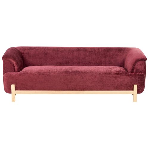 Canapé 3 Places Alnor Tissu Chenille Rouge Bordeaux