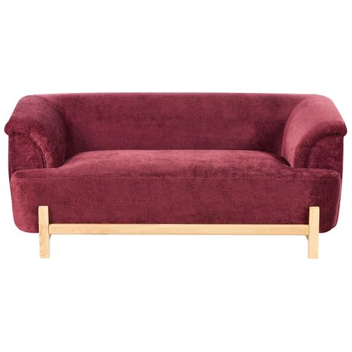 Canapé 2 Places Alnor Tissu Chenille Rouge Bordeaux