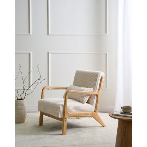 Fauteuil Sorsele Velours Côtelé Blanc