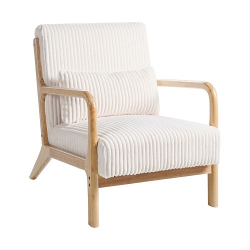 Fauteuil Sorsele Velours Côtelé Blanc