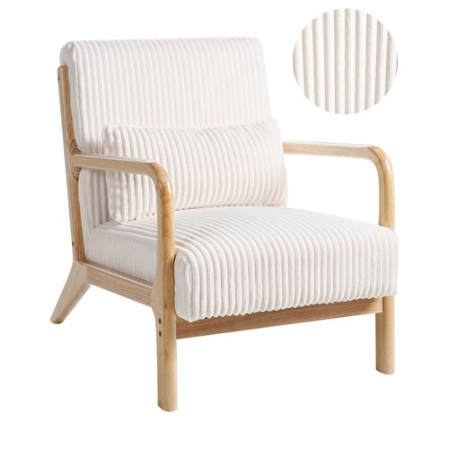 Fauteuil Sorsele Velours Côtelé Blanc