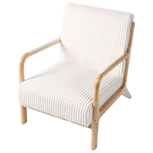 Fauteuil Sorsele Velours Côtelé Blanc