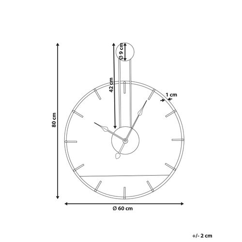 Horloge Murale Taugon 60 Cm Métal Noir
