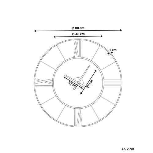 Horloge Murale Blamere 80 Cm Métal Doré