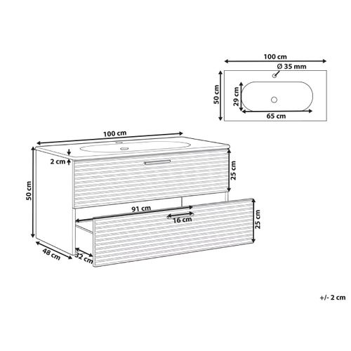 Meuble-lavabo Mural Avec Vasque Arapa Marron Clair