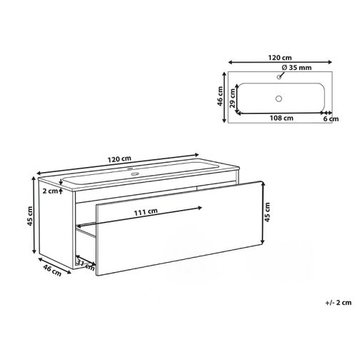 Meuble-lavabo Mural Avec Vasque Titicaca 120 Cm Marron Foncé