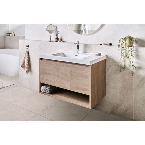 Meuble-lavabo Mural Avec Vasque Umayo Marron Clair