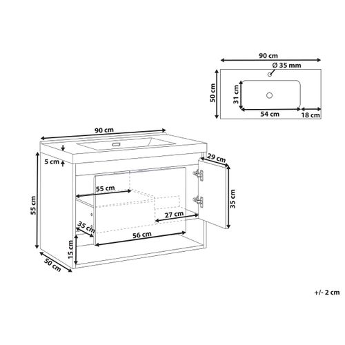 Meuble-lavabo Mural Avec Vasque Umayo Marron Clair