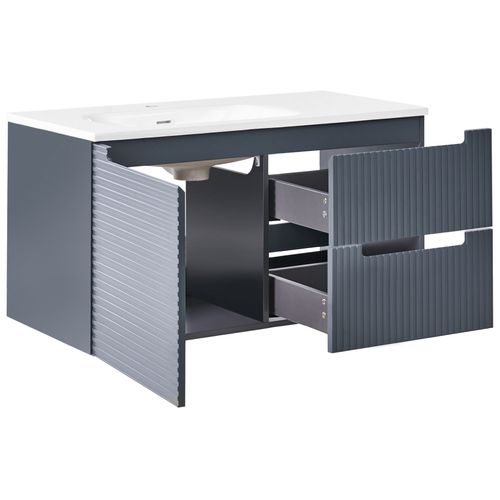 Meuble-lavabo Mural Avec Vasque Vala Gris Graphite