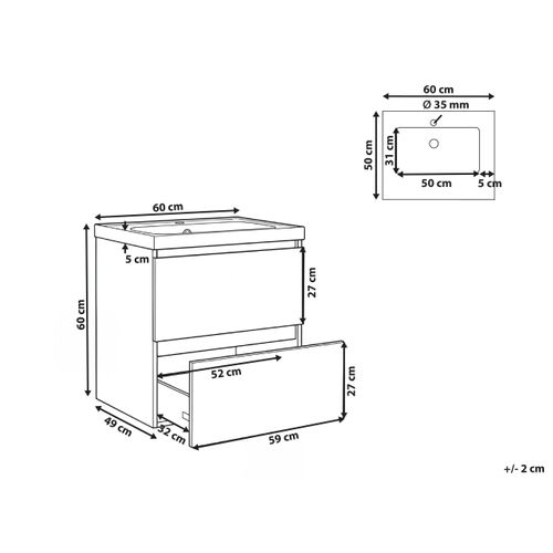 Meuble-lavabo Mural Avec Vasque Lagoa Marron Clair