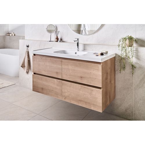 Meuble-lavabo Mural Avec Vasque Lagoa 120 Cm Marron Clair