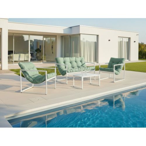 Ensemble De Salon De Jardin Avec Table 4 Places Garda Métal Vert