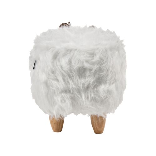 Tabouret Animal Woolly Fourrure Synthétique Blanc Rhinocéros