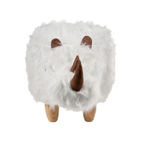 Tabouret Animal Woolly Fourrure Synthétique Blanc Rhinocéros