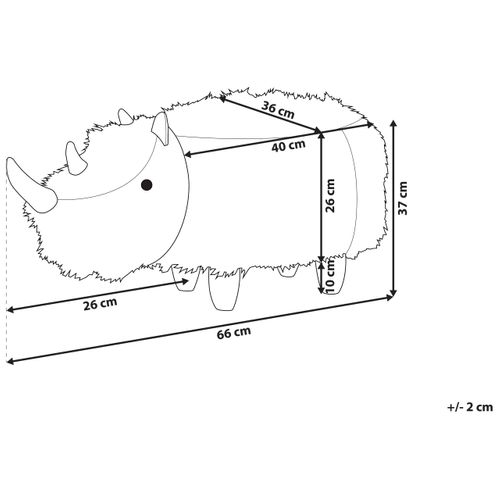 Tabouret Animal Woolly Fourrure Synthétique Blanc Rhinocéros