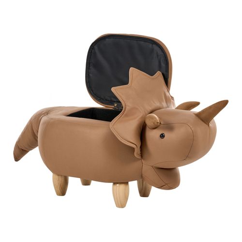 Tabouret De Rangement Animal Triceratops Tissu Marron Dinosaure