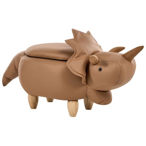 Tabouret De Rangement Animal Triceratops Tissu Marron Dinosaure