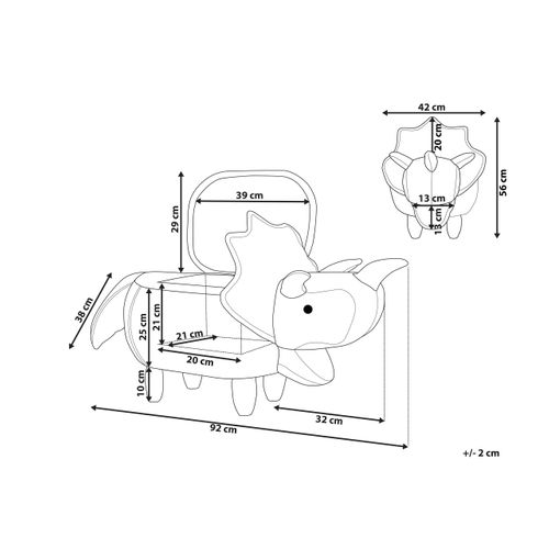 Tabouret De Rangement Animal Triceratops Tissu Marron Dinosaure